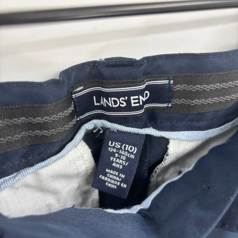 Lands End Boys Navy Blue Chino School Uniform Pants Size‎ 10 Elastic Waist